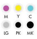 As 6 cores dos cartuchos da Impressora Plotter HP Z5400 PostScript
