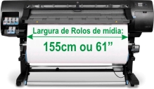 A Plotter HP L26500 com tinta Latex, tem a largura de impresso ideal para a maioria dos rolos de tecidos, ou seja, 155cm ou 61 polegadas de largura de impresso